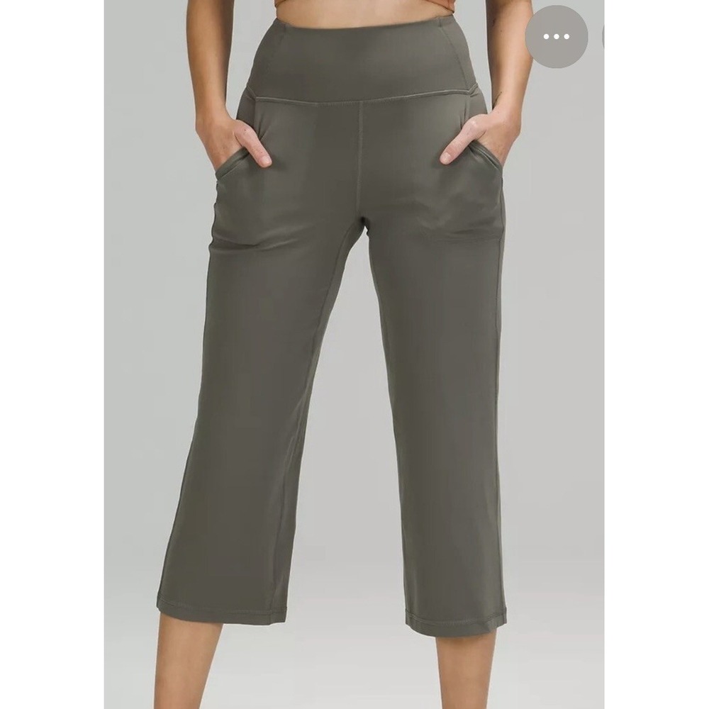 Lululemon Women's Align High Rise Wide Leg Crop 23" Army Green Size 14